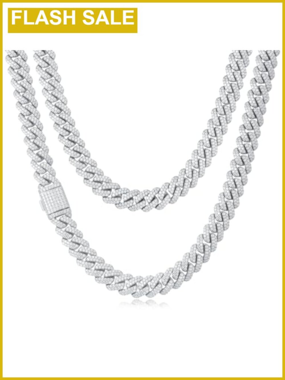 12mm Iced Out Cuban Link Chain 18K White Gold Plated Diamond CZ Necklace Gift